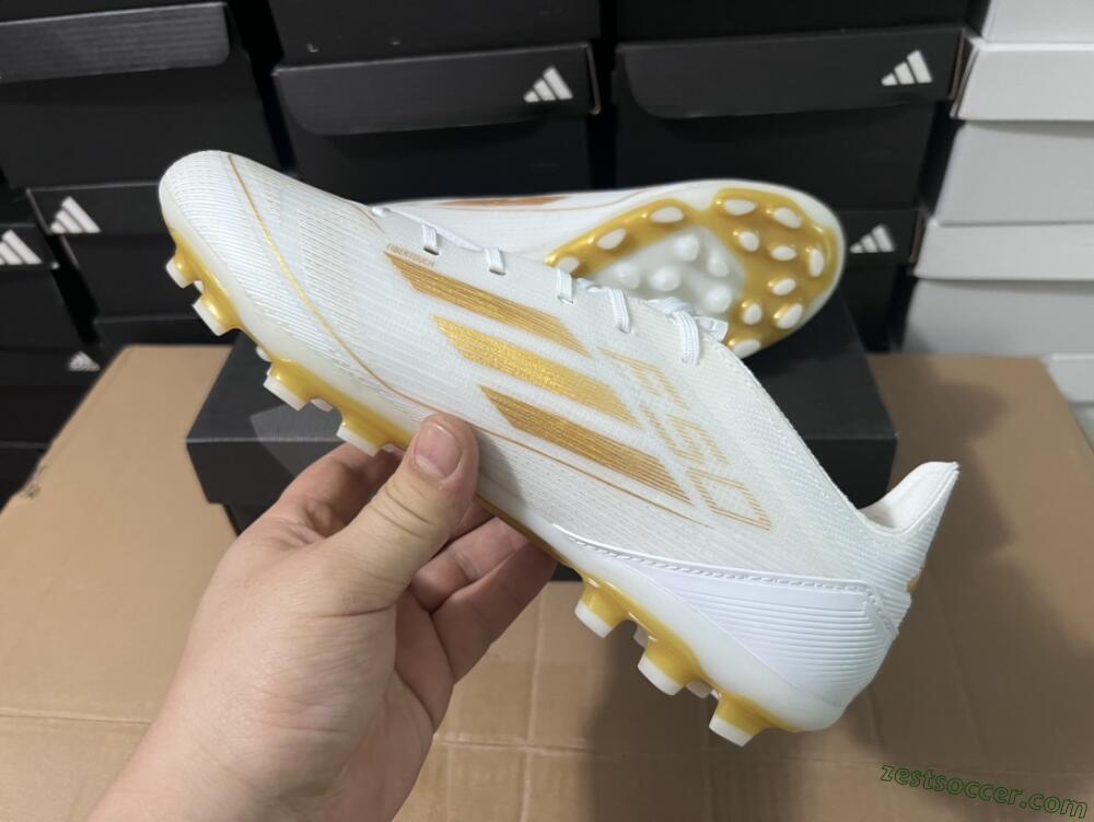 Adidas F50 Elite MG Low-Tops Soccer Cleats - White/Gold