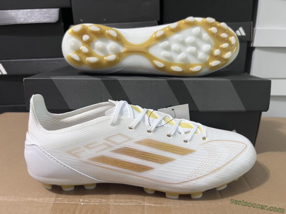 Adidas F50 Elite MG Low-Tops Soccer Cleats - White/Gold
