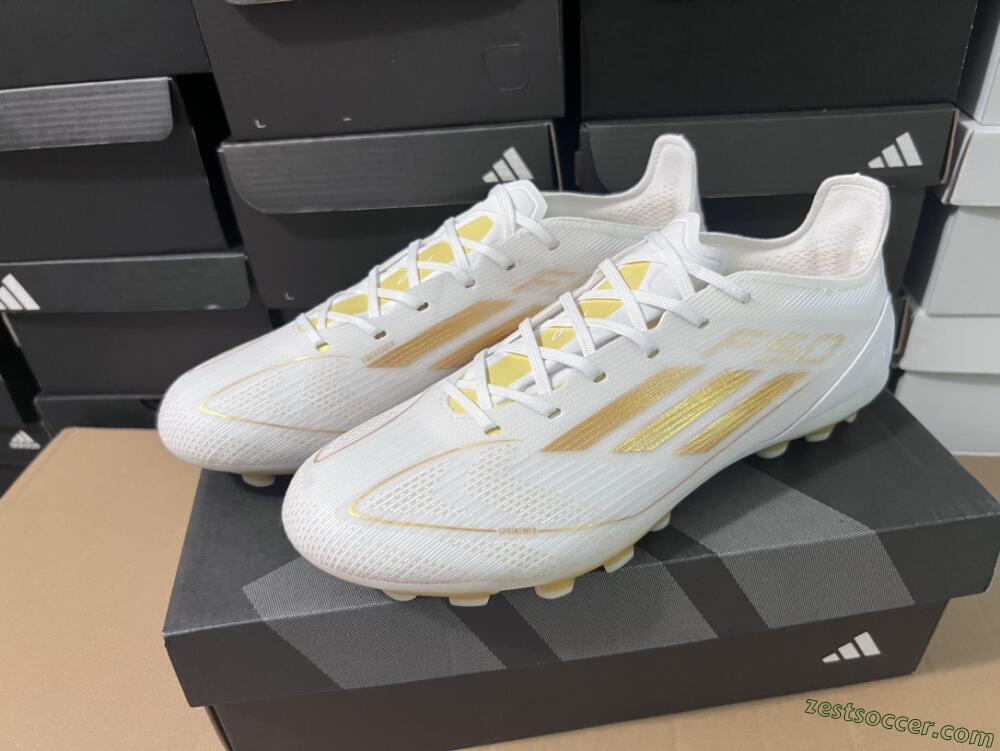 Adidas F50 Elite MG Low-Tops Soccer Cleats - White/Gold