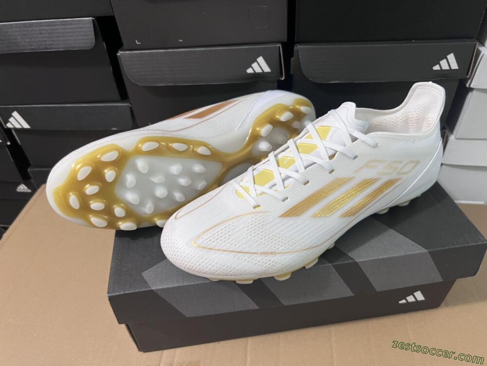 Adidas F50 Elite MG Low-Tops Soccer Cleats - White/Gold