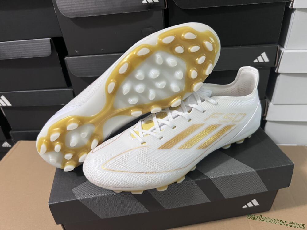 Adidas F50 Elite MG Low-Tops Soccer Cleats - White/Gold