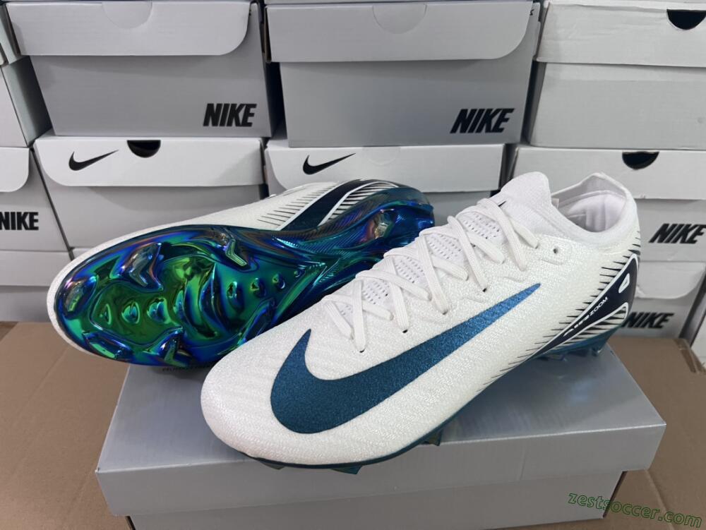 Nike Air Zoom Mercurial Vapor 16 Elite FG Low-Tops Soccer Cleats - White/Blue/Gold