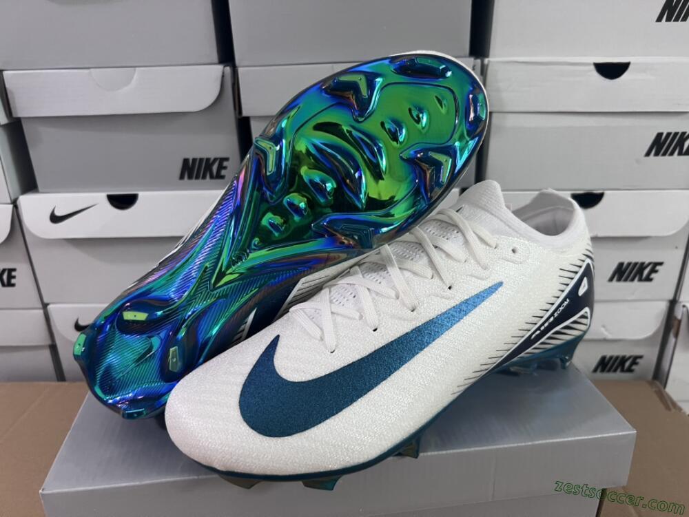 Nike Air Zoom Mercurial Vapor 16 Elite FG Low-Tops Soccer Cleats - White/Blue/Gold