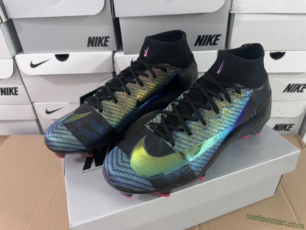 Nike Air Zoom Mercurial Superfly 9 Elite FG High-Tops Soccer Cleats - Metal Blue/Black