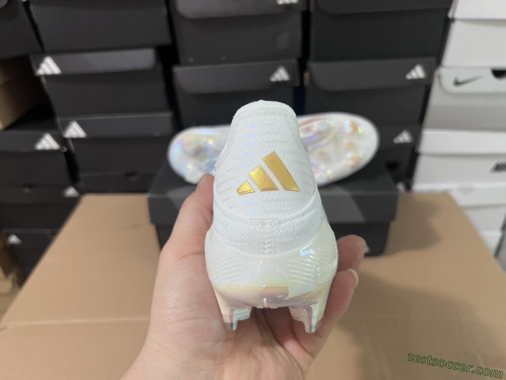 Adidas F50+ Lightstrike Pro Laceless FG Low-Tops Soccer Cleats - Cloud White/Gold Metallic/Cloud White