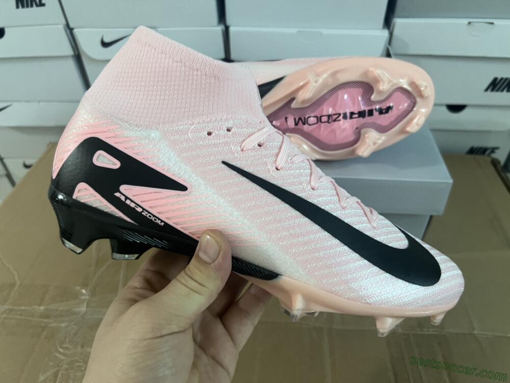 Nike Air Zoom Mercurial Superfly 10 Elite FG High-Tops Soccer Cleats - Pink/White/Black