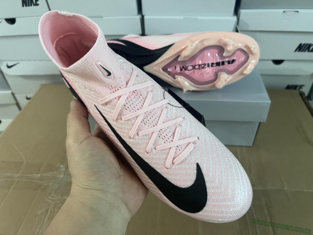Nike Air Zoom Mercurial Superfly 10 Elite FG High-Tops Soccer Cleats - Pink/White/Black