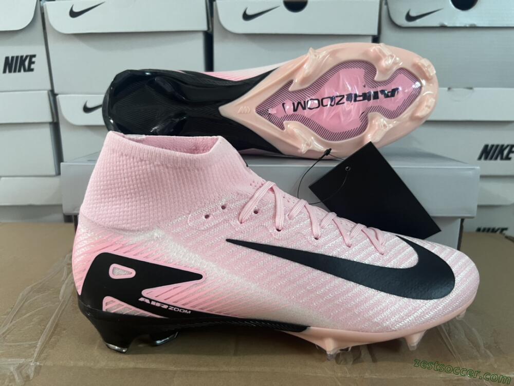 Nike Air Zoom Mercurial Superfly 10 Elite FG High-Tops Soccer Cleats - Pink/White/Black