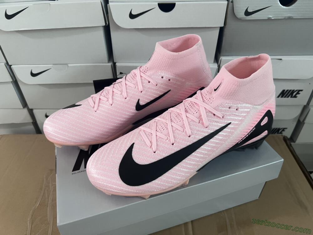 Nike Air Zoom Mercurial Superfly 10 Elite FG High-Tops Soccer Cleats - Pink/White/Black