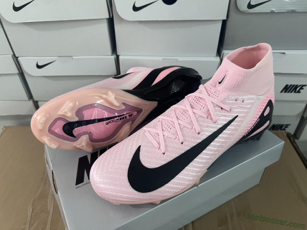 Nike Air Zoom Mercurial Superfly 10 Elite FG High-Tops Soccer Cleats - Pink/White/Black