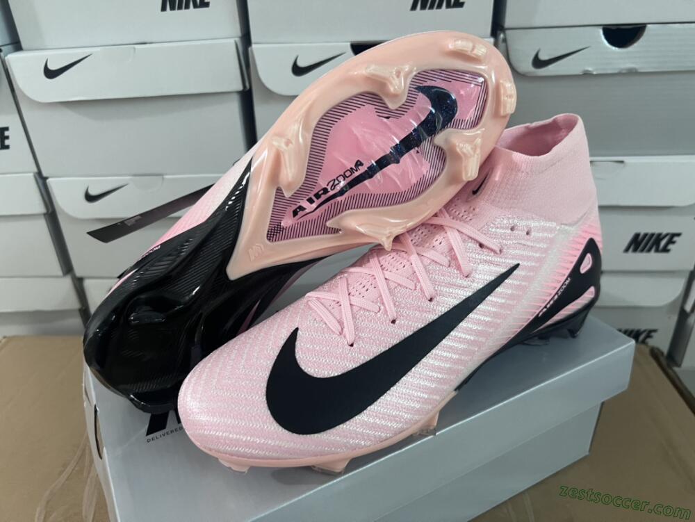 Nike Air Zoom Mercurial Superfly 10 Elite FG High-Tops Soccer Cleats - Pink/White/Black