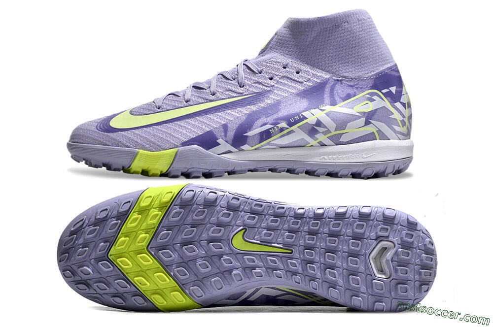 Nike Air Zoom Mercurial Superfly 10 Elite TF Low-Tops Soccer Shoes - Purple/Yellow/White 1