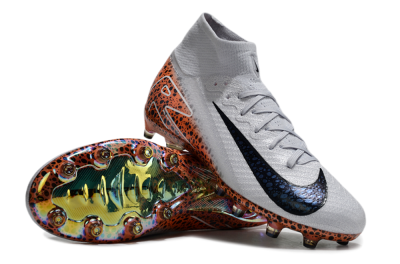 Nike Air Zoom Mercurial Superfly 10 Elite AG High-Tops Soccer Cleats - Grey/White/Leopard