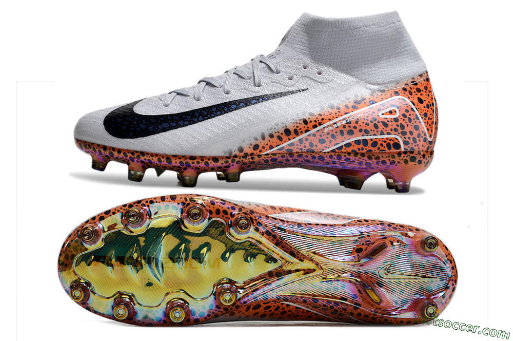 Nike Air Zoom Mercurial Superfly 10 Elite AG High-Tops Soccer Cleats - Grey/White/Leopard 1