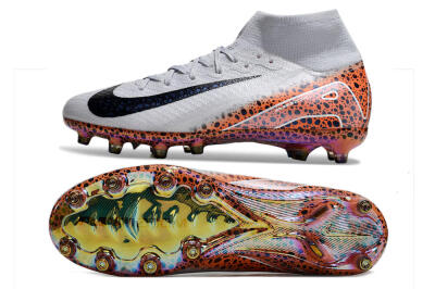Nike Air Zoom Mercurial Superfly 10 Elite AG High-Tops Soccer Cleats - Grey/White/Leopard