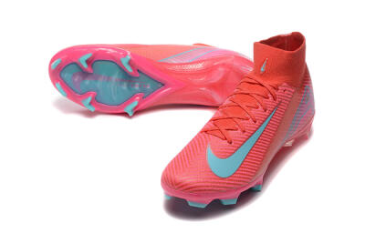 Nike Air Zoom Mercurial Superfly 10 Elite FG High-Tops Soccer Cleats - Red/Jade/Blue