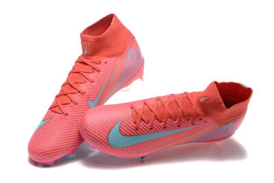Nike Air Zoom Mercurial Superfly 10 Elite FG High-Tops Soccer Cleats - Red/Jade/Blue