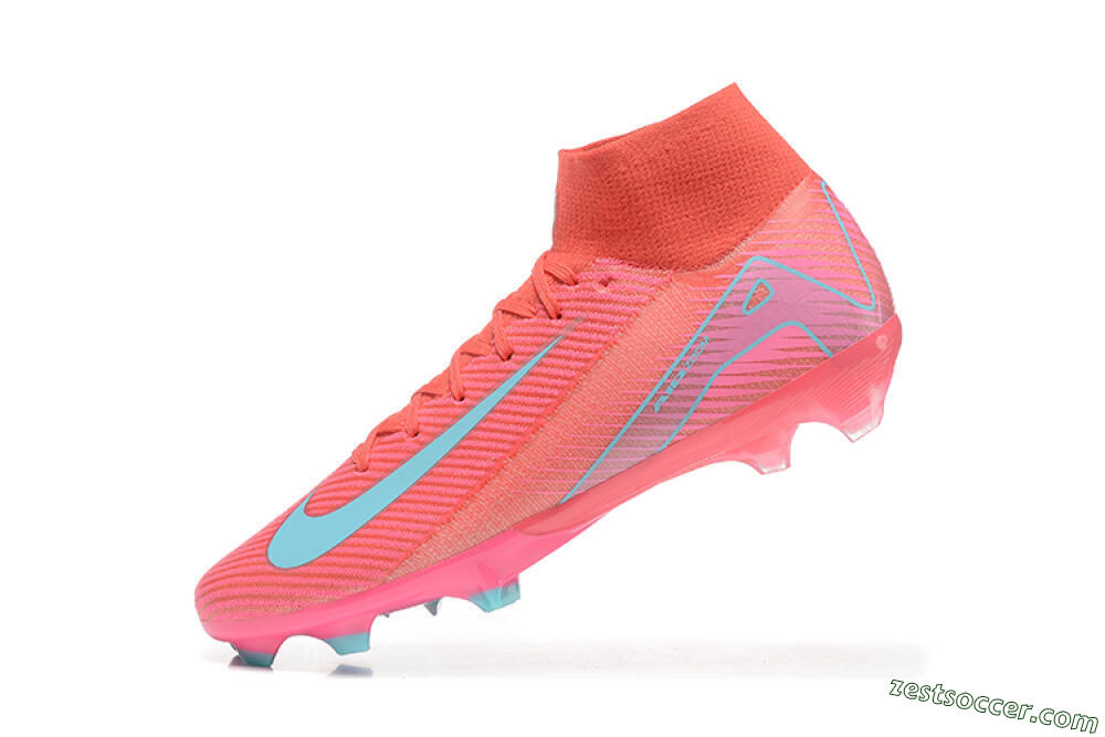 Nike Air Zoom Mercurial Superfly 10 Elite FG High-Tops Soccer Cleats - Red/Jade/Blue 8