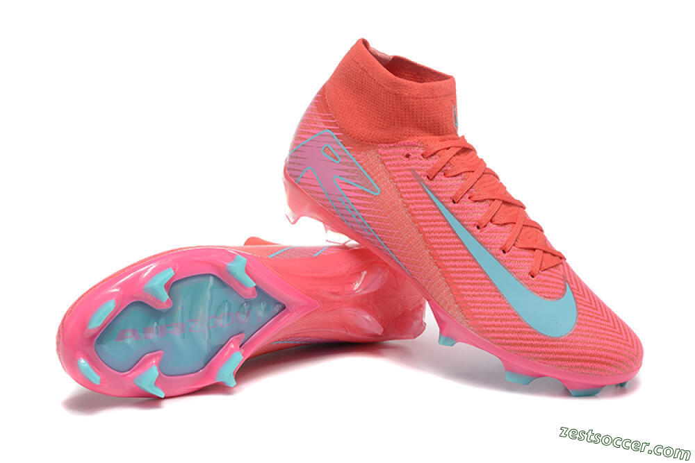 Nike Air Zoom Mercurial Superfly 10 Elite FG High-Tops Soccer Cleats - Red/Jade/Blue 4