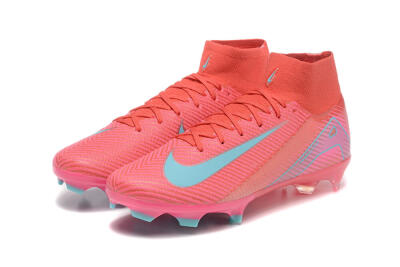 Nike Air Zoom Mercurial Superfly 10 Elite FG High-Tops Soccer Cleats - Red/Jade/Blue