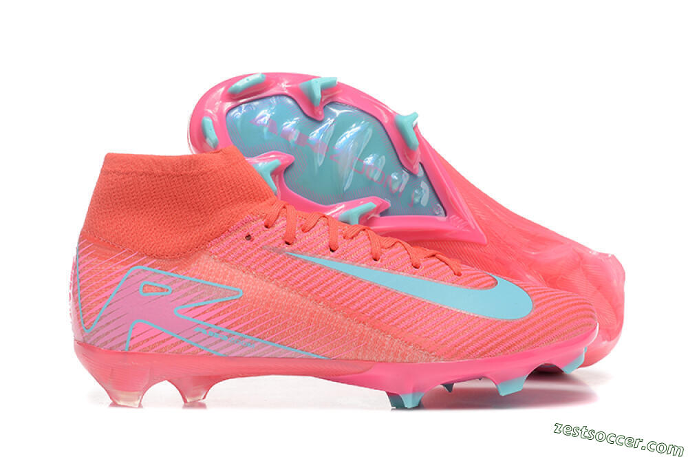 Nike Air Zoom Mercurial Superfly 10 Elite FG High-Tops Soccer Cleats - Red/Jade/Blue 0