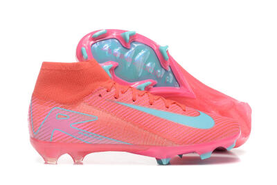Nike Air Zoom Mercurial Superfly 10 Elite FG High-Tops Soccer Cleats - Red/Jade/Blue