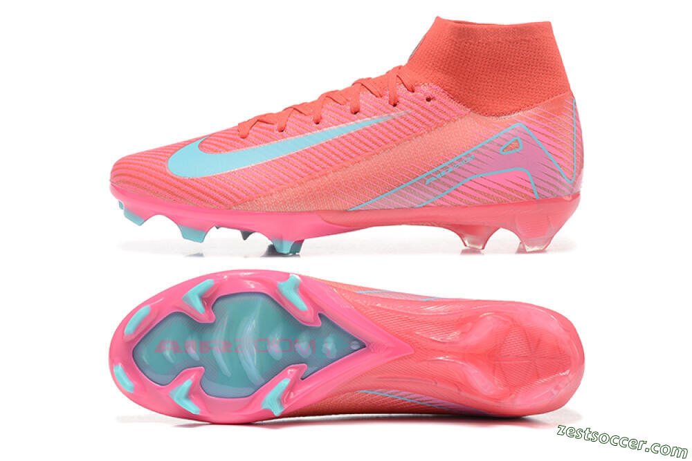 Nike Air Zoom Mercurial Superfly 10 Elite FG High-Tops Soccer Cleats - Red/Jade/Blue 1