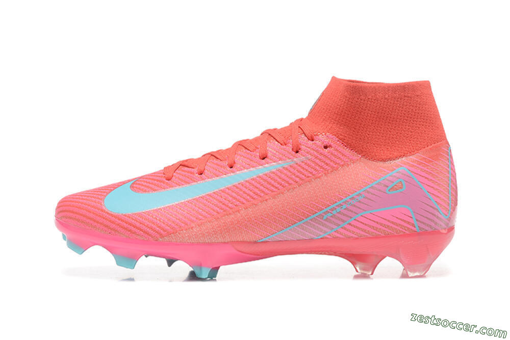 Nike Air Zoom Mercurial Superfly 10 Elite FG High-Tops Soccer Cleats - Red/Jade/Blue 2