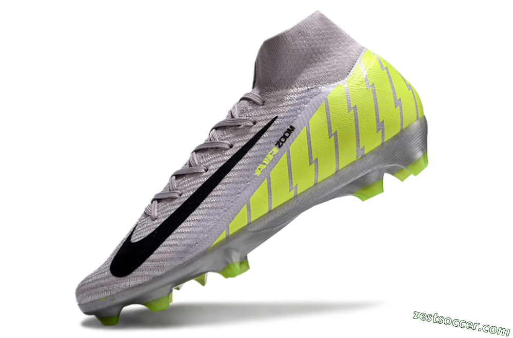 Nike Air Zoom Mercurial Superfly 10 Elite FG High-Tops Soccer Cleats - Grey/Black/Yellow 5
