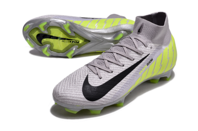 Nike Air Zoom Mercurial Superfly 10 Elite FG High-Tops Soccer Cleats - Grey/Black/Yellow