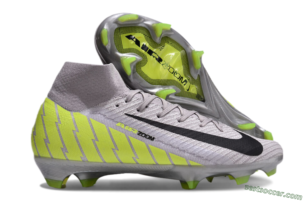 Nike Air Zoom Mercurial Superfly 10 Elite FG High-Tops Soccer Cleats - Grey/Black/Yellow 0