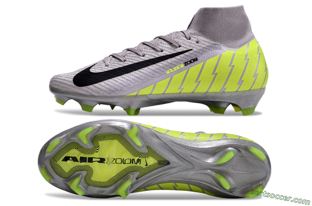 Nike Air Zoom Mercurial Superfly 10 Elite FG High-Tops Soccer Cleats - Grey/Black/Yellow 1