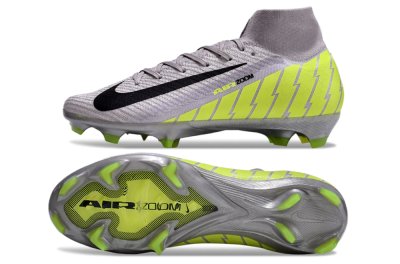 Nike Air Zoom Mercurial Superfly 10 Elite FG High-Tops Soccer Cleats - Grey/Black/Yellow