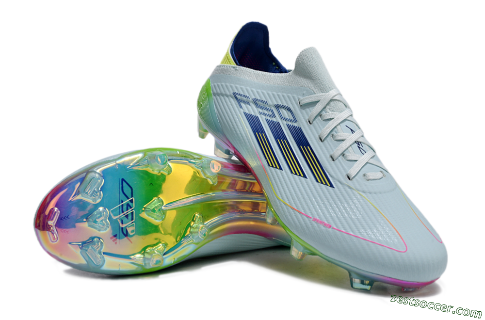 Adidas F50 Elite FG Low-Tops Soccer Cleats - Jade/Blue/Yellow 4