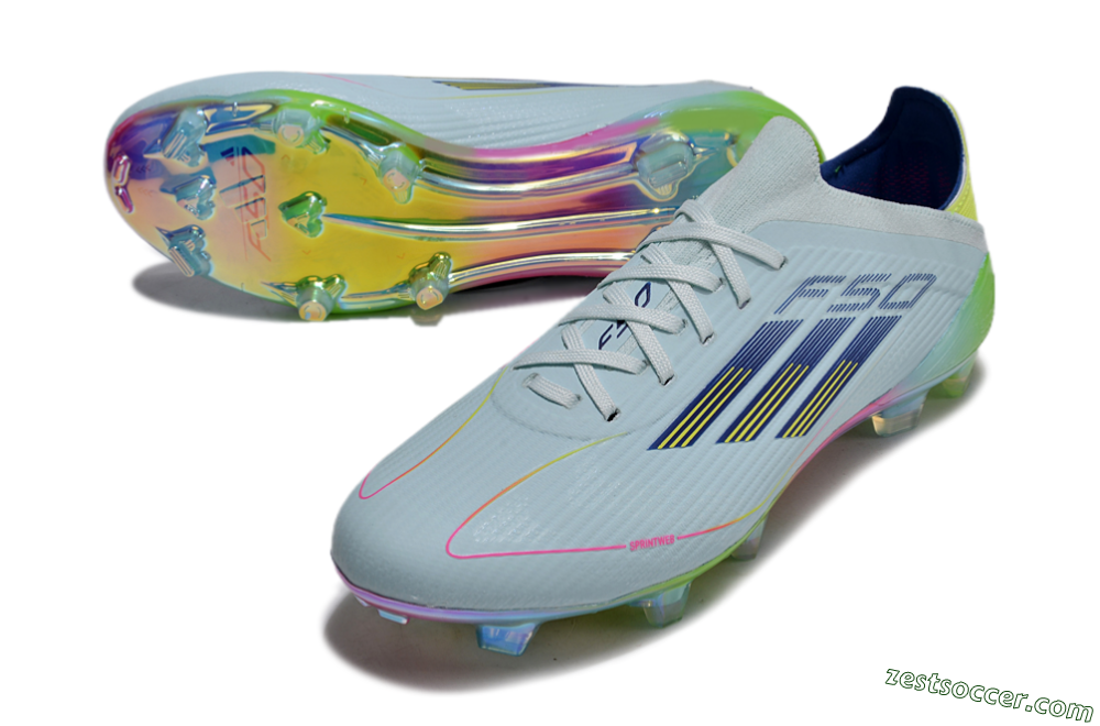 Adidas F50 Elite FG Low-Tops Soccer Cleats - Jade/Blue/Yellow 3