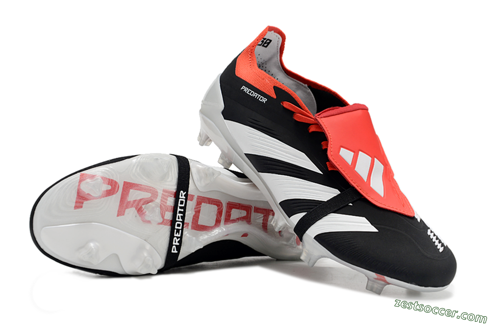 Adidas Predator Elite Foldover Tongue FG Low-Tops Soccer Cleats - Black/White/Red 3