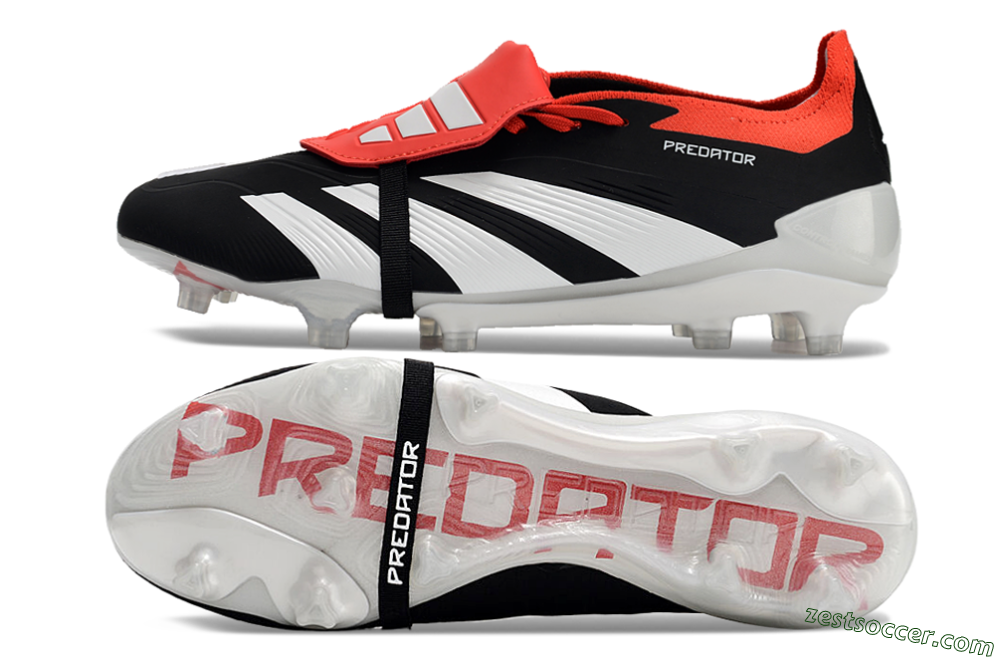Adidas Predator Elite Foldover Tongue FG Low-Tops Soccer Cleats - Black/White/Red 1