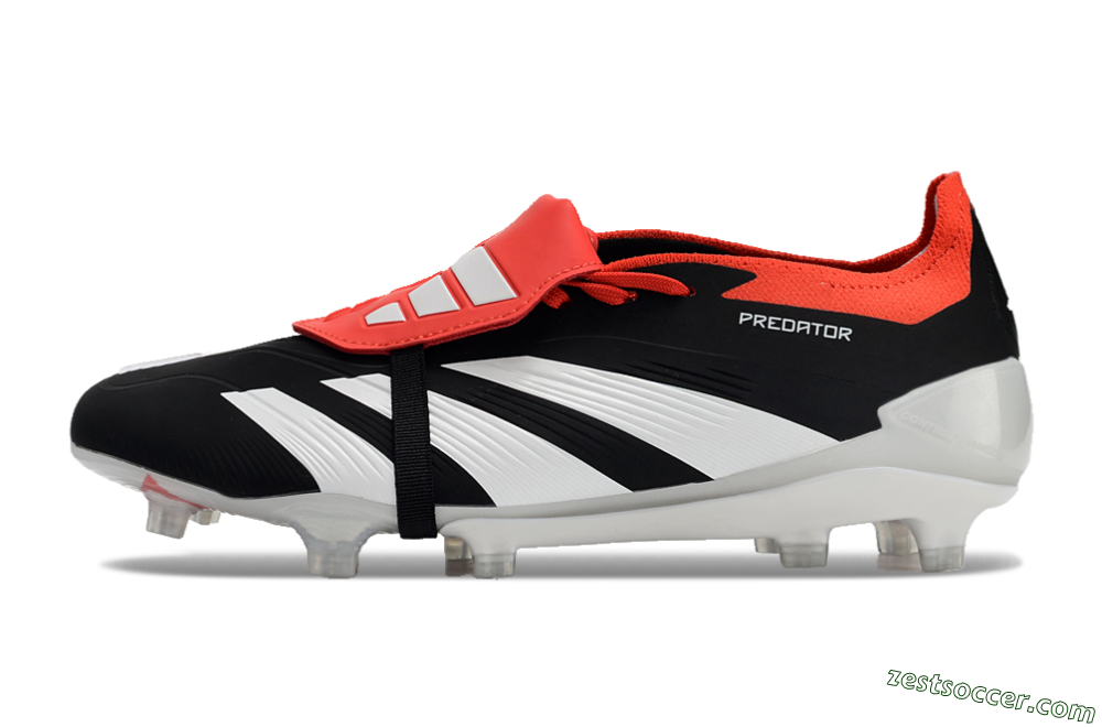 Adidas Predator Elite Foldover Tongue FG Low-Tops Soccer Cleats - Black/White/Red 2