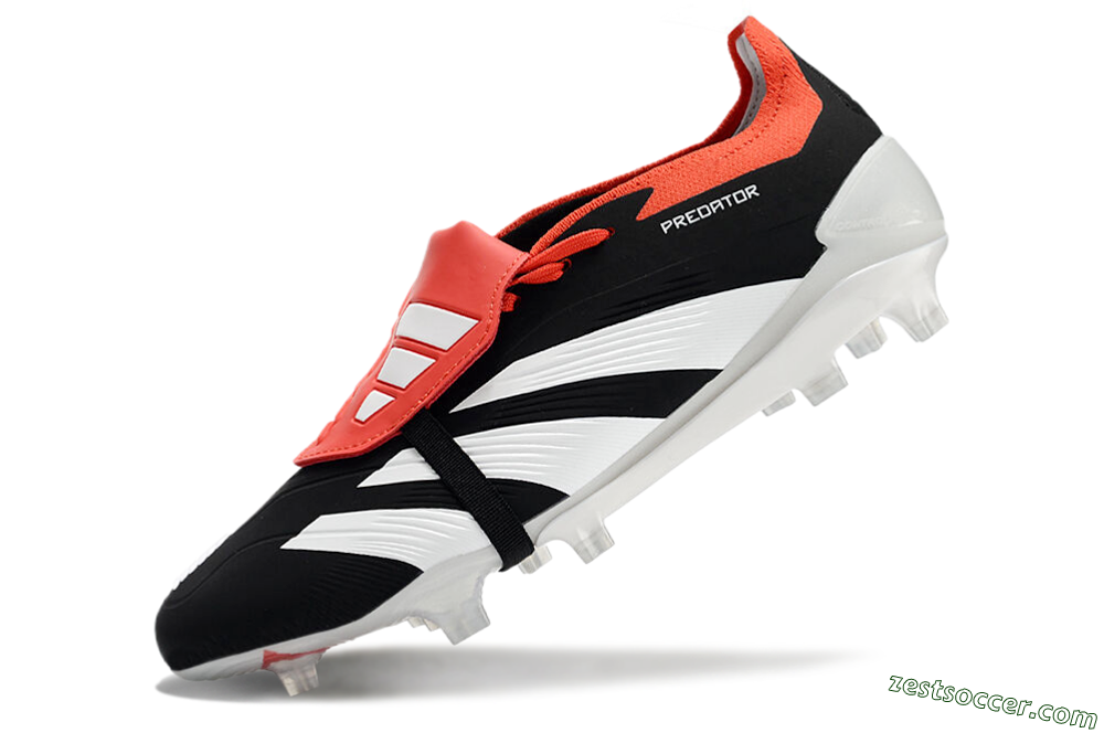 Adidas Predator Elite Foldover Tongue FG Low-Tops Soccer Cleats - Black/White/Red 5