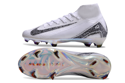 Nike Air Zoom Mercurial Superfly 10 Elite FG High-Tops Soccer Cleats - White/Black/Grey