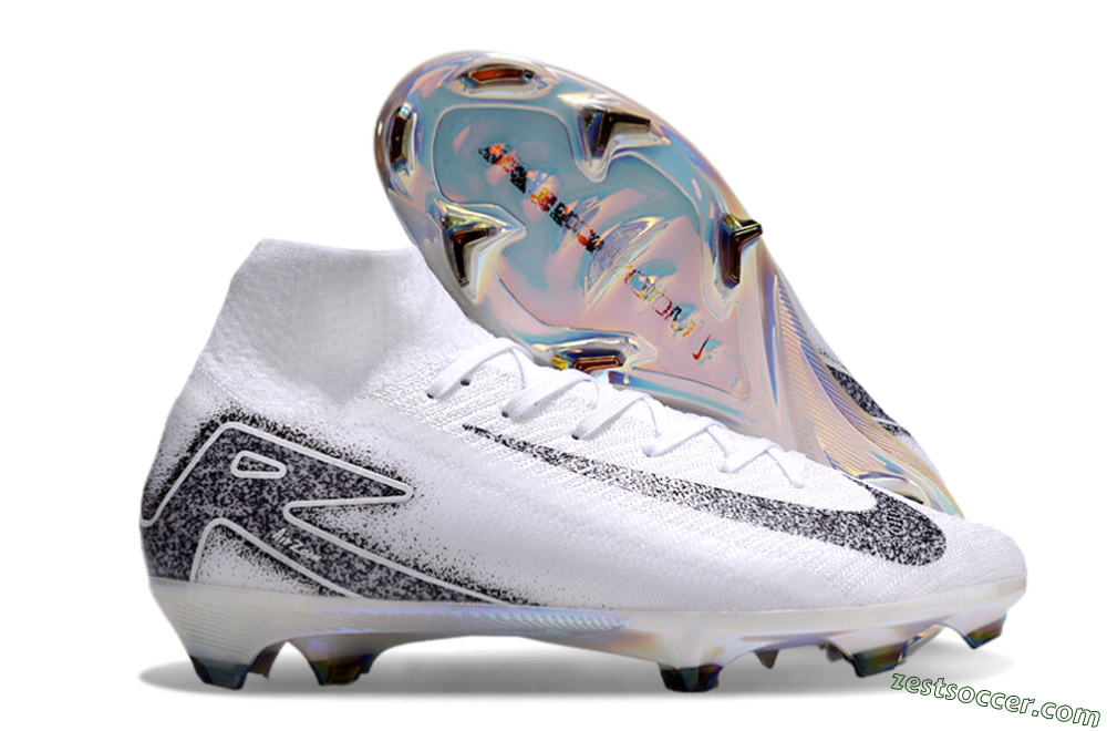 Nike Air Zoom Mercurial Superfly 10 Elite FG High-Tops Soccer Cleats - White/Black/Grey 0