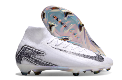 Nike Air Zoom Mercurial Superfly 10 Elite FG High-Tops Soccer Cleats - White/Black/Grey