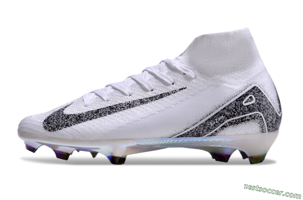 Nike Air Zoom Mercurial Superfly 10 Elite FG High-Tops Soccer Cleats - White/Black/Grey 2