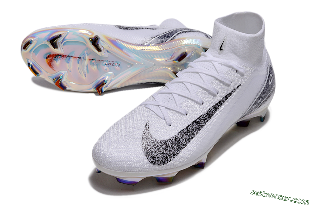 Nike Air Zoom Mercurial Superfly 10 Elite FG High-Tops Soccer Cleats - White/Black/Grey 3
