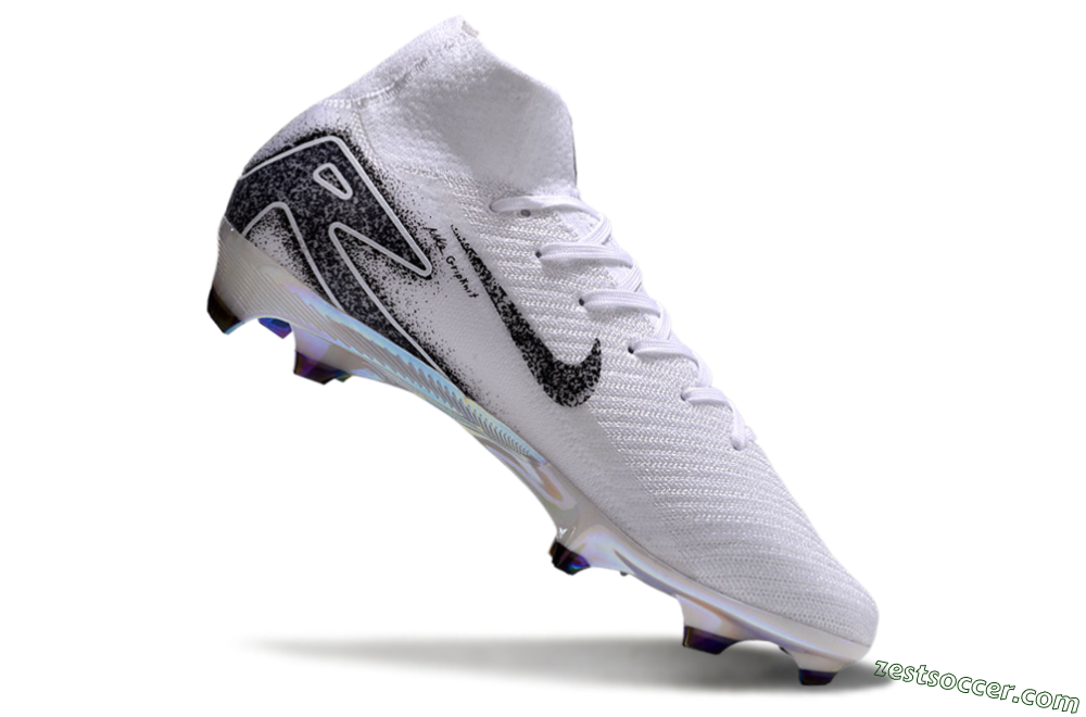 Nike Air Zoom Mercurial Superfly 10 Elite FG High-Tops Soccer Cleats - White/Black/Grey 4