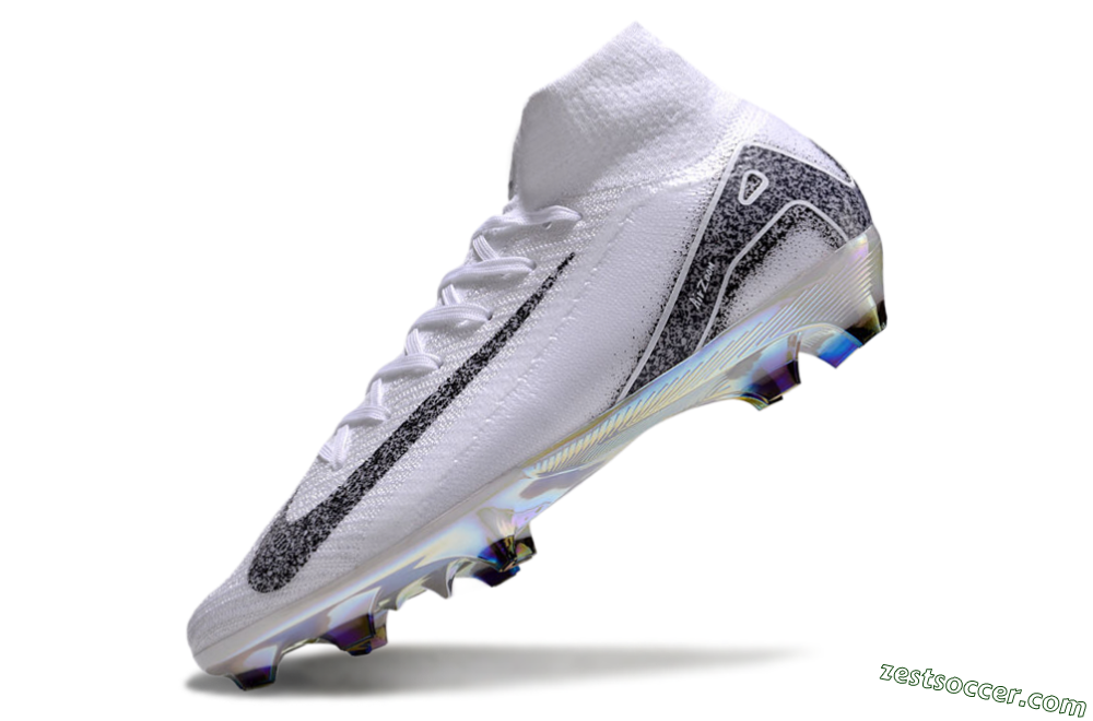 Nike Air Zoom Mercurial Superfly 10 Elite FG High-Tops Soccer Cleats - White/Black/Grey 5