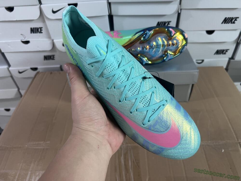 Nike Air Zoom Mercurial Vapor 16 Elite FG Low-Tops Soccer Cleats - Jade/Pink/Yellow
