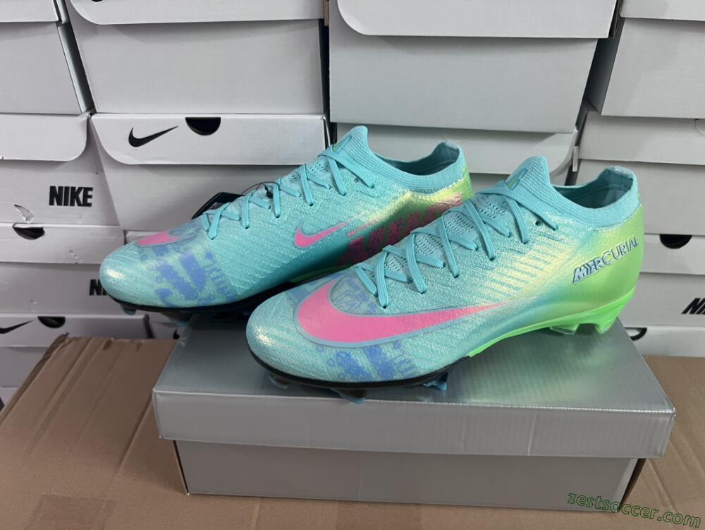Nike Air Zoom Mercurial Vapor 16 Elite FG Low-Tops Soccer Cleats - Jade/Pink/Yellow