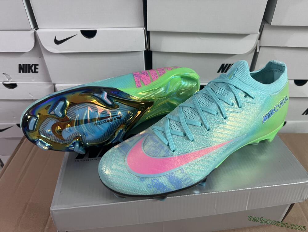 Nike Air Zoom Mercurial Vapor 16 Elite FG Low-Tops Soccer Cleats - Jade/Pink/Yellow