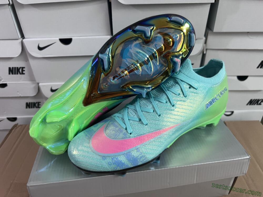 Nike Air Zoom Mercurial Vapor 16 Elite FG Low-Tops Soccer Cleats - Jade/Pink/Yellow